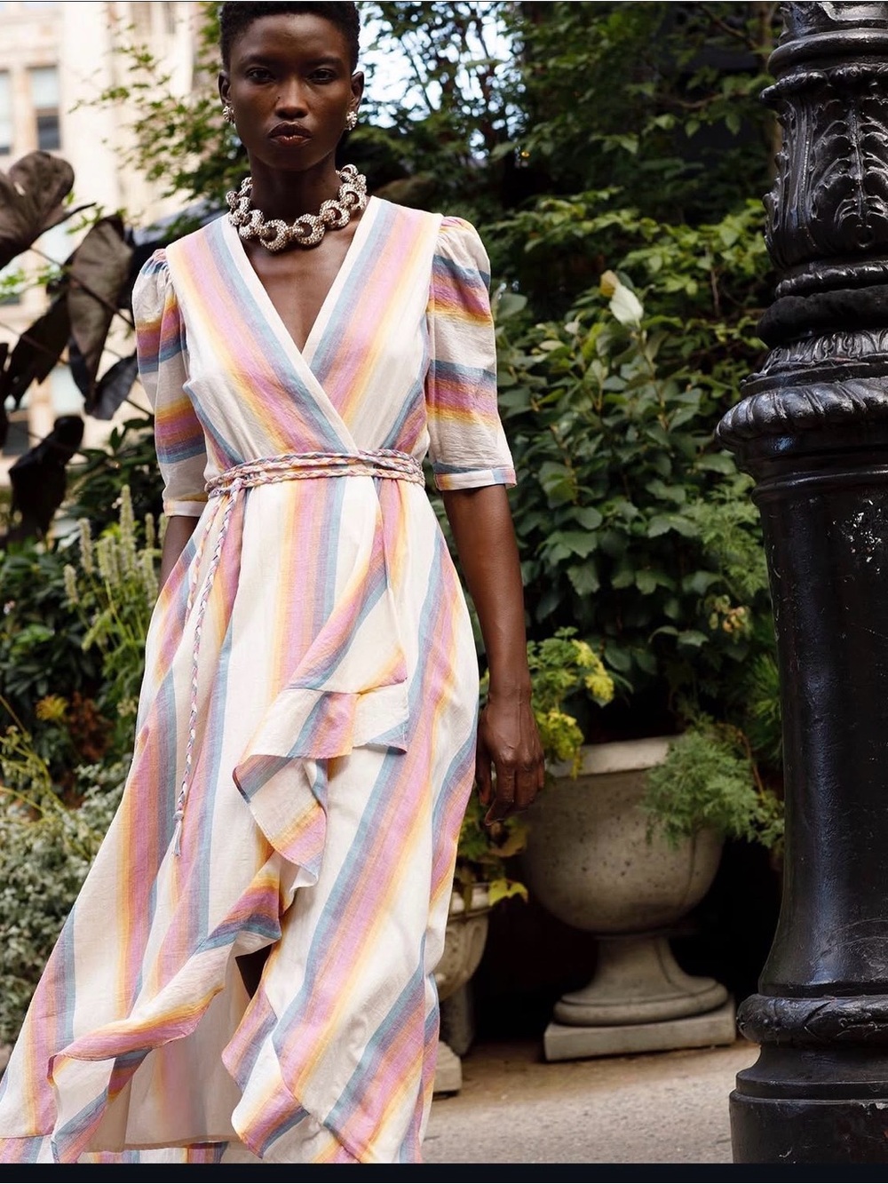 Alix of Bohemia Pastel Striped Wrap Dress